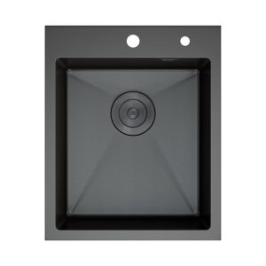 Мойка кухонная D&K 41х50 выпуск с переливом, корзина, дозатор Графит матовый DKS415006 Мойка кухонная D&K 41х50 выпуск с переливом, корзина, дозатор Графит матовый DKS415006