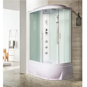 Душевая кабина Водный мир 120х80, Белый / Матовое, Высокий поддон левая