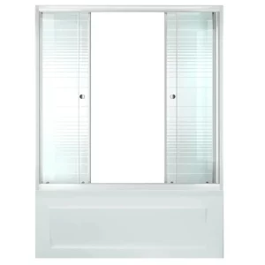 Шторка для ванны Triton Аква 170см с узором Полосы, Белый / Матовое