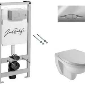 Инсталляция Jacob Delafon + унитаз Patio с сиденьем Soft Close + кнопка смыва хром