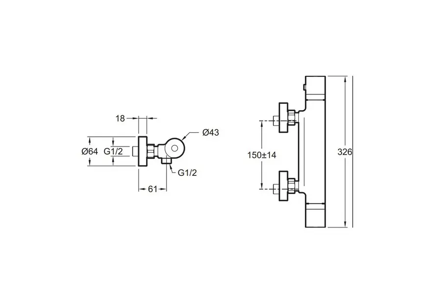 Смеситель для душа Jacob Delafon Edgar термостатический E29846-CP Смеситель для душа Jacob Delafon Edgar термостатический E29846-CP — изображение 2