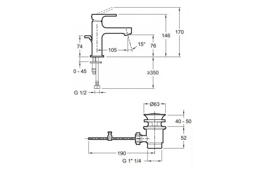 Смеситель для раковины Jacob Delafon Strayt E8776-CP Смеситель для раковины Jacob Delafon Strayt E8776-CP — изображение 2