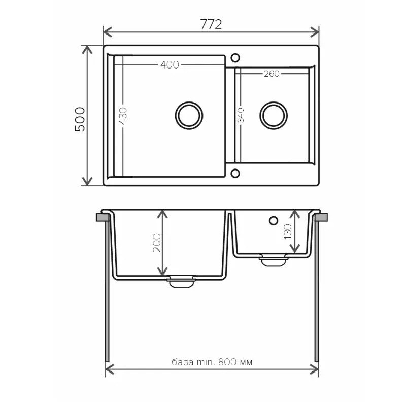 Мойка кухонная Polygran Brig 77,2 621473 Серый Мойка кухонная Polygran Brig 77,2 621473 Серый — изображение 3
