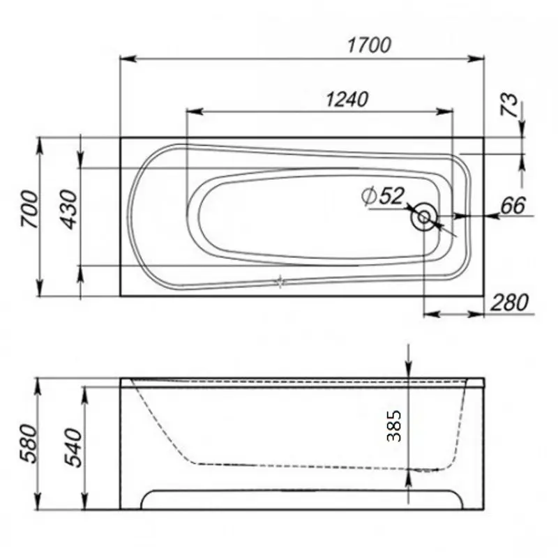 Ванна акриловая Domani-Spa Europa 170х70 Ванна акриловая Domani-Spa Europa 170х70 — изображение 4