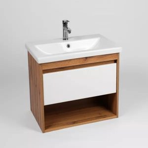 Тумба подвесная Viant Бостон 50 с раковиной Como Белый / Дуб Вотан VBOS50CO-T1YP Тумба подвесная Viant Бостон 50 с раковиной Como Белый / Дуб Вотан VBOS50CO-T1YP