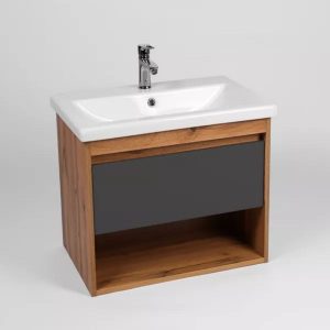 Тумба подвесная Viant Бостон 50 с раковиной Como Дуб вотан / Графит VBOS50COG-T1YP Тумба подвесная Viant Бостон 50 с раковиной Como Дуб вотан / Графит VBOS50COG-T1YP