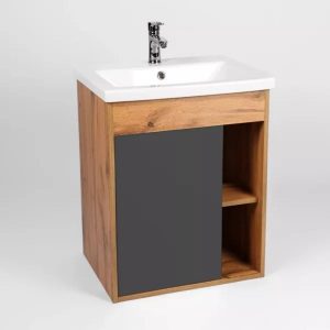 Тумба подвесная Viant Бостон 60 с раковиной Como Дуб вотан / Графит VBOS60COG-T1STP Тумба подвесная Viant Бостон 60 с раковиной Como Дуб вотан / Графит VBOS60COG-T1STP