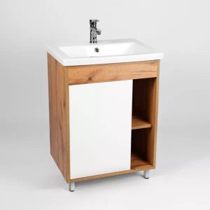 Тумба напольная Viant Бостон 70 с раковиной Como Белый / Дуб Вотан VBOS70CO-T1ST