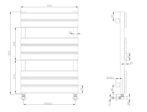 Водяной полотенцесушитель Boheme Venturo 80х50 8 перекладин Золото 720-G