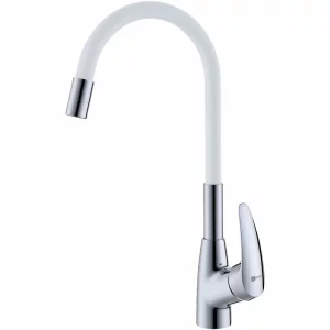 LM0415C-White «LINARA» Смеситель для кухни, с гибким изливом, хром/белый LM0415C-White "LINARA" Смеситель для кухни, с гибким изливом, хром/белый