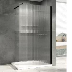 Душевая перегородка ABBER Immer Offen 100x200 профиль черный стекло рифленое AG61101R8