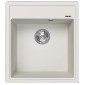 Кухонная мойка из кварцевого композита ABBER Quarz 46x51 с сифоном белый AQ2901W