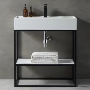 Консоль напольная с раковиной ABBER Stein 80x90 черный AS2630
