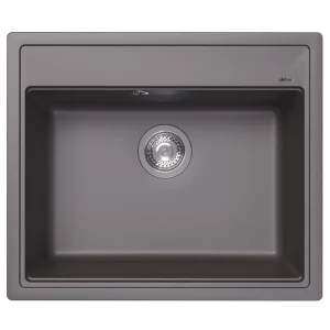Кухонная мойка из кварцевого композита ABBER Quarz 60x51 с сифоном серый AQ2902G